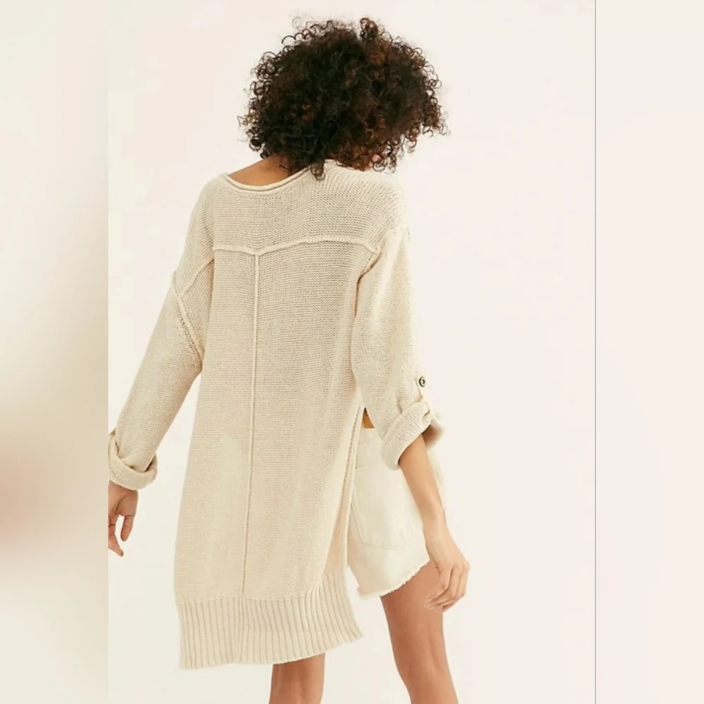Free People We The Free Firefly Knit Tunic Top Sweater Size Small Cream
